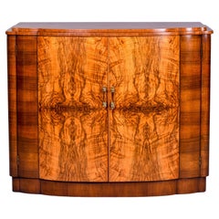 French Art Deco Burr Wood Cabinet with Lucite Hardware