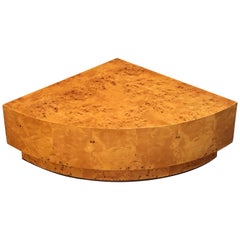 French Art Deco Burr Wood Corner Low Table Attributed to Jean Claude Mahey