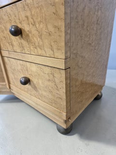 French Art Deco Cabinet, Birds-Eye Maple, Curved Doors, 1930s