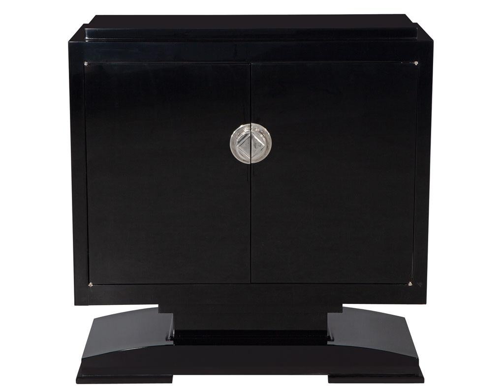 French Art Deco Cabinet in High Gloss Black circa 1950s Restored For Sale 2