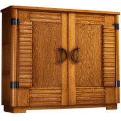 French Art Deco Cabinet in Oak and Brass Detailing