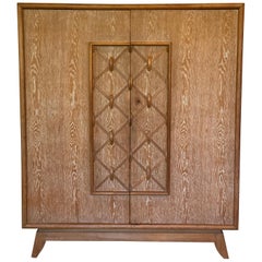 French Art Deco Cabinet of Cerused Oak, 1940s