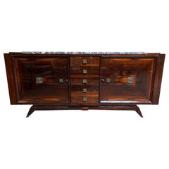 Französisches Art Deco Kabinett / Sideboard, Makassar Ebenholz, stilisierte Bronzebeschläge