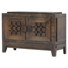 Armoire Art déco française avec portes à motifs graphiques des années 1940, brutaliste