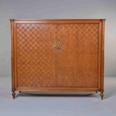 Cabinet Art Déco français avec placage de marqueterie, attribué à Jules Leleu