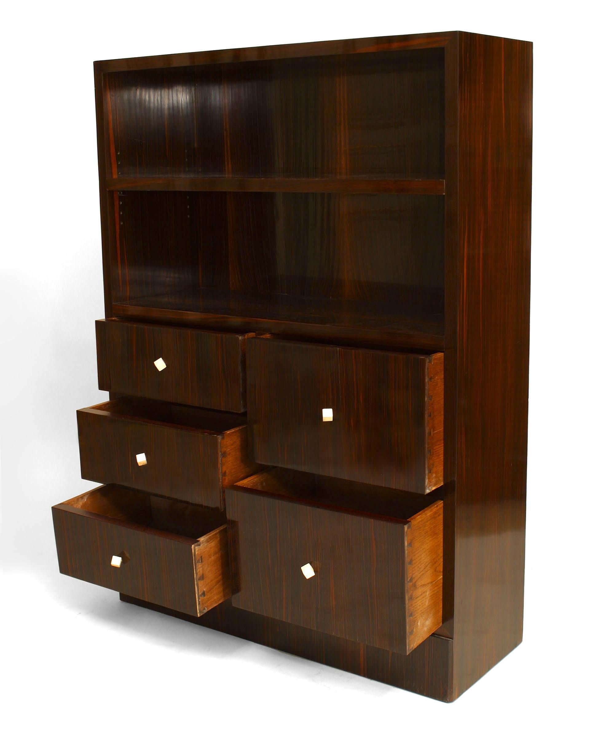 French Art Deco Calamander Bookcase, by Dominique In Good Condition In New York, NY