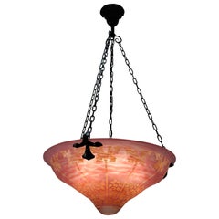 French Art Deco Cameo Glass Chandelier