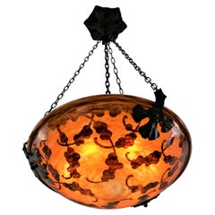 French Art Deco Cameo Glass Chandelier 