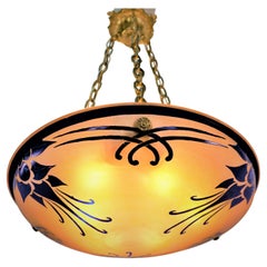 French Art Deco Cameo Glass Chandelier