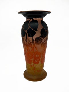 French Art Deco Cameo Glass Vase by Degue