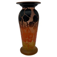 French Art Deco Cameo Glass Vase by Degue