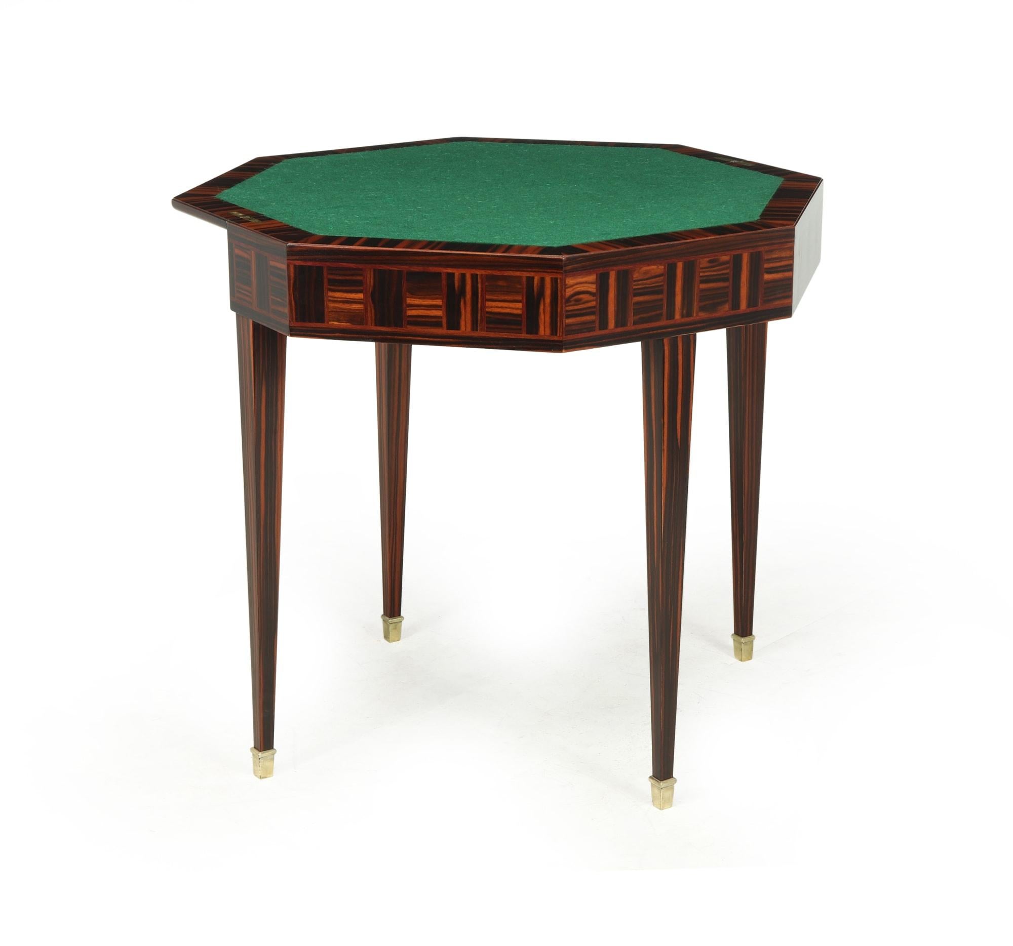 Early 20th Century French Art Deco Card Table in Macassar Ebony, c1925