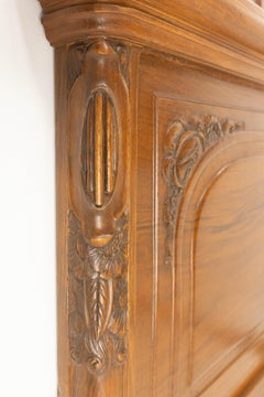 French Art Deco Carved walnut Bed Queen US Size or King UK Size, circa 1930