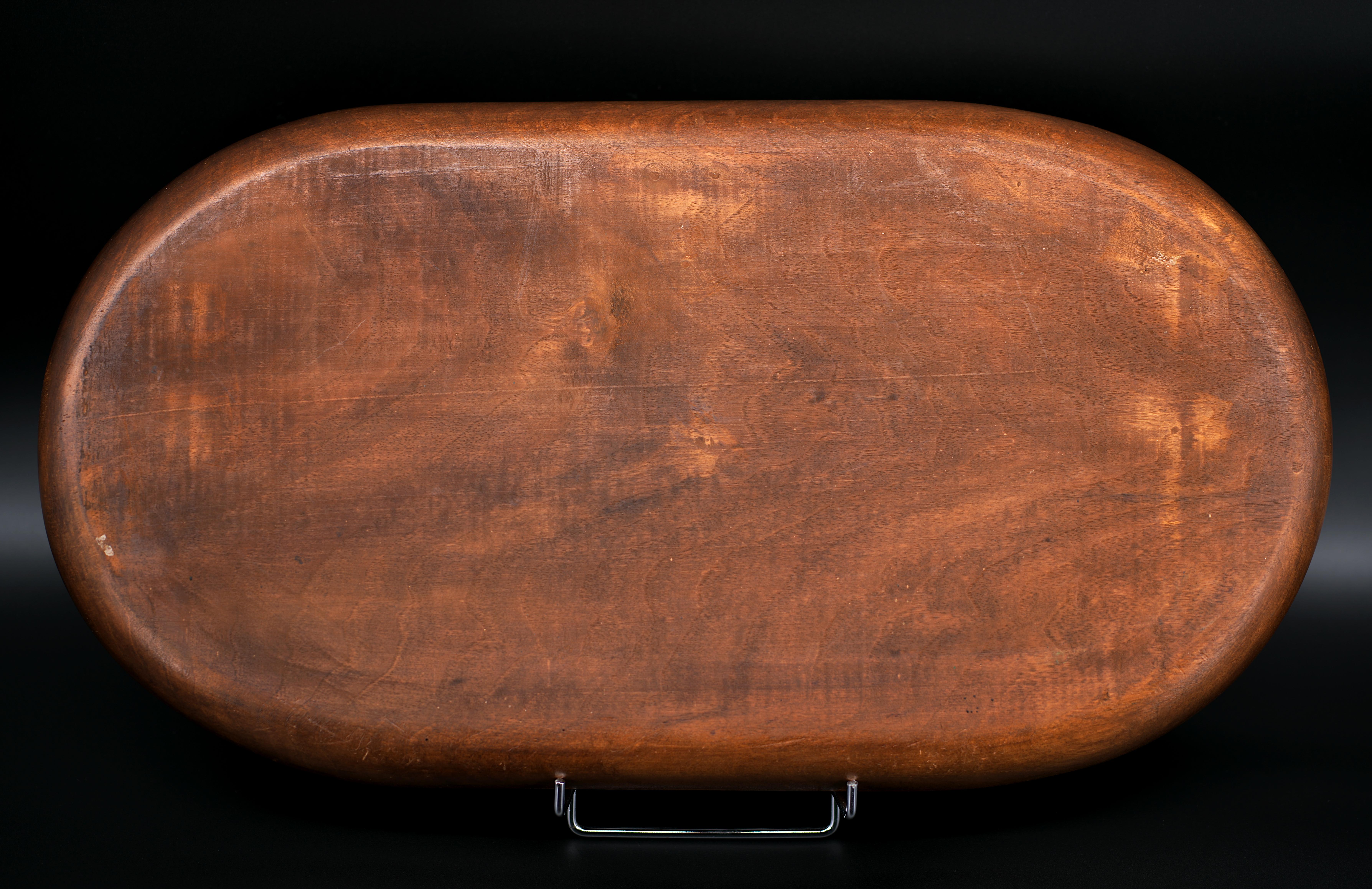 French Art Deco Carved Walnut Fruit Tray, 1930s For Sale 6