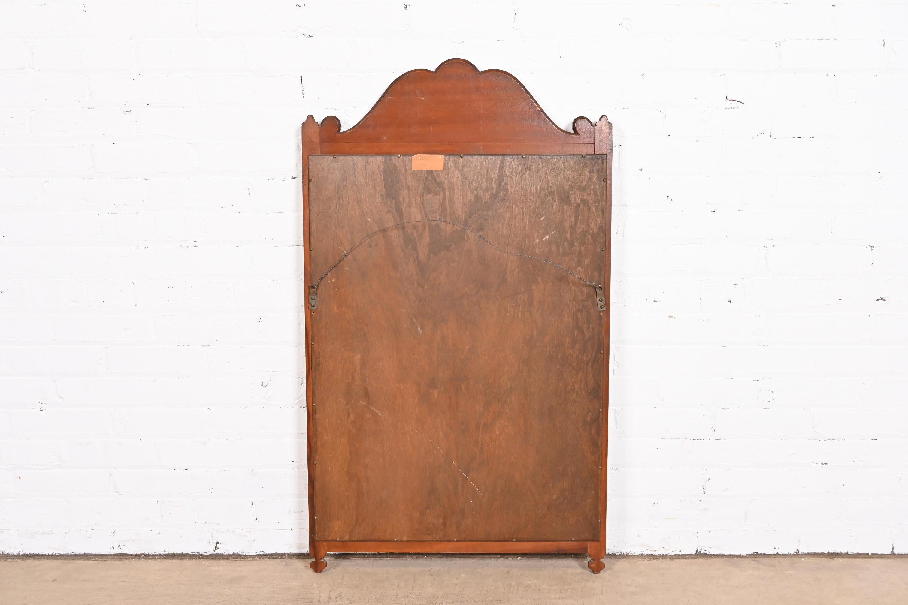 French Art Deco Carved Walnut Wall Mirror by Landstrom, Circa 1940s For Sale 2