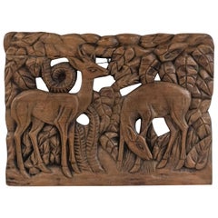 Targa da parete in noce intagliato Art Carved francese