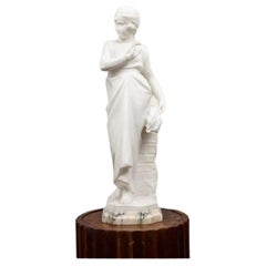 French Art Deco Carved White Marble Figure of a Flapper Girl