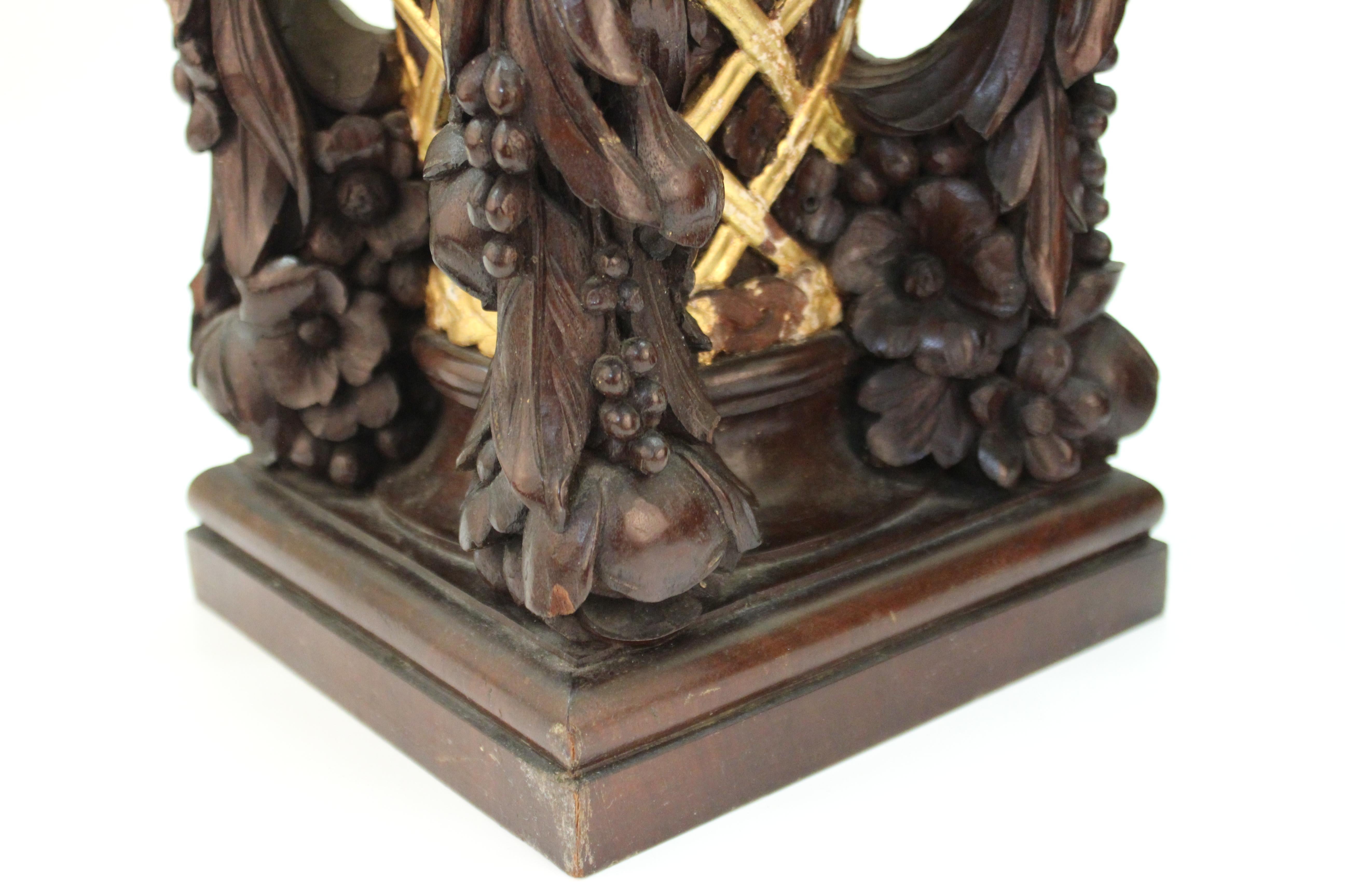 French Art Deco Carved Wood Decorative Floral Baskets Attributed to Sue Et Mare For Sale 7