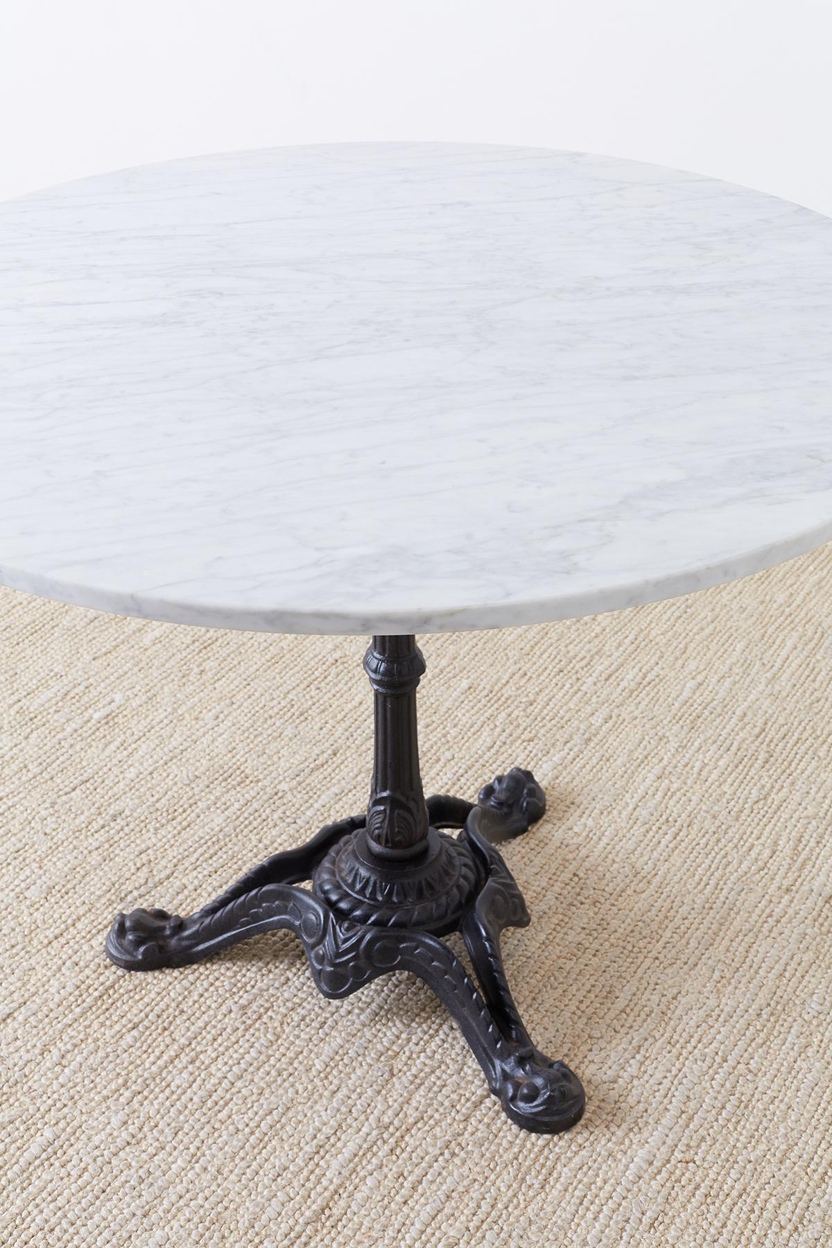 French Cast Iron Marble Top Bistro Dining Table 7