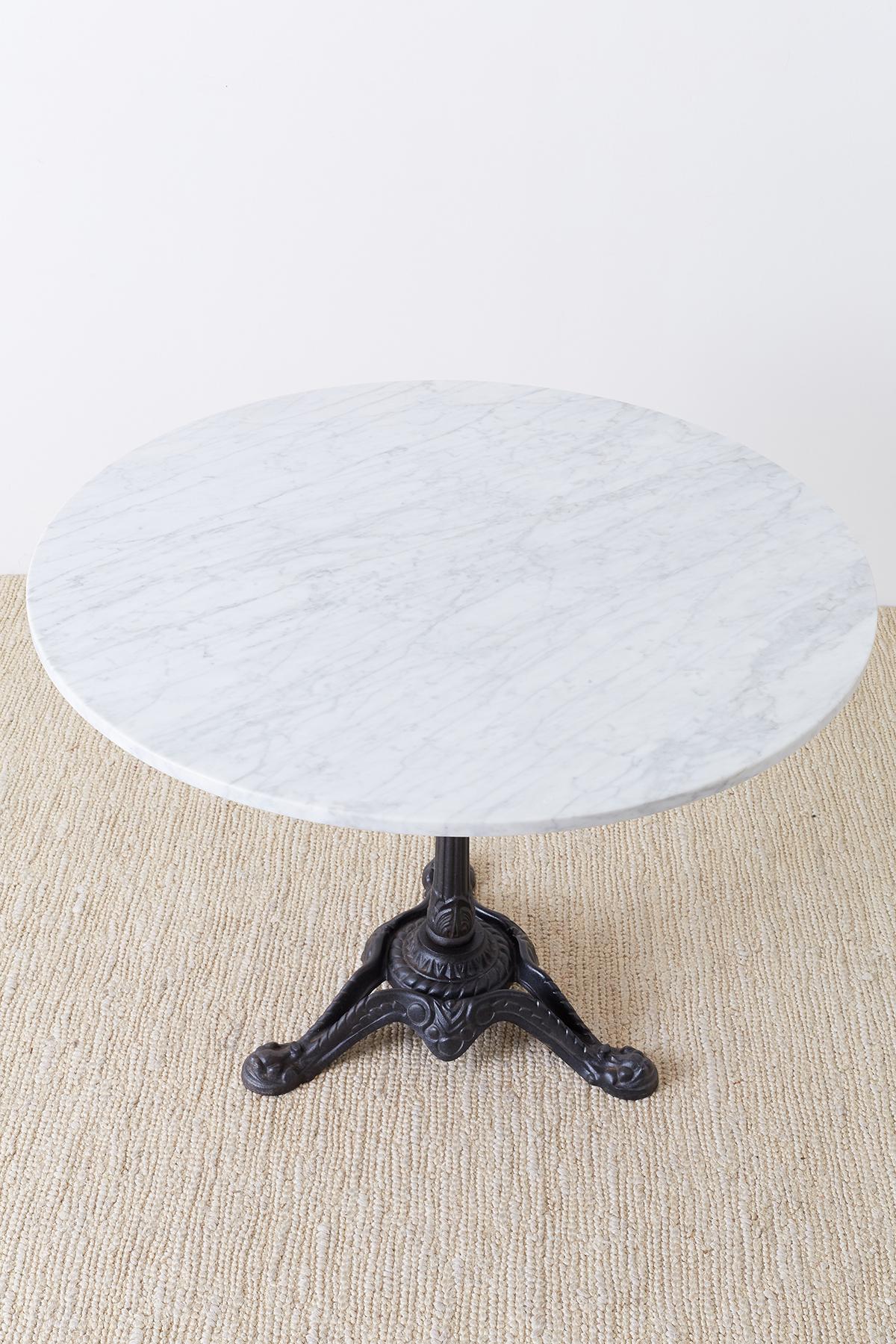 French Cast Iron Marble Top Bistro Dining Table 9