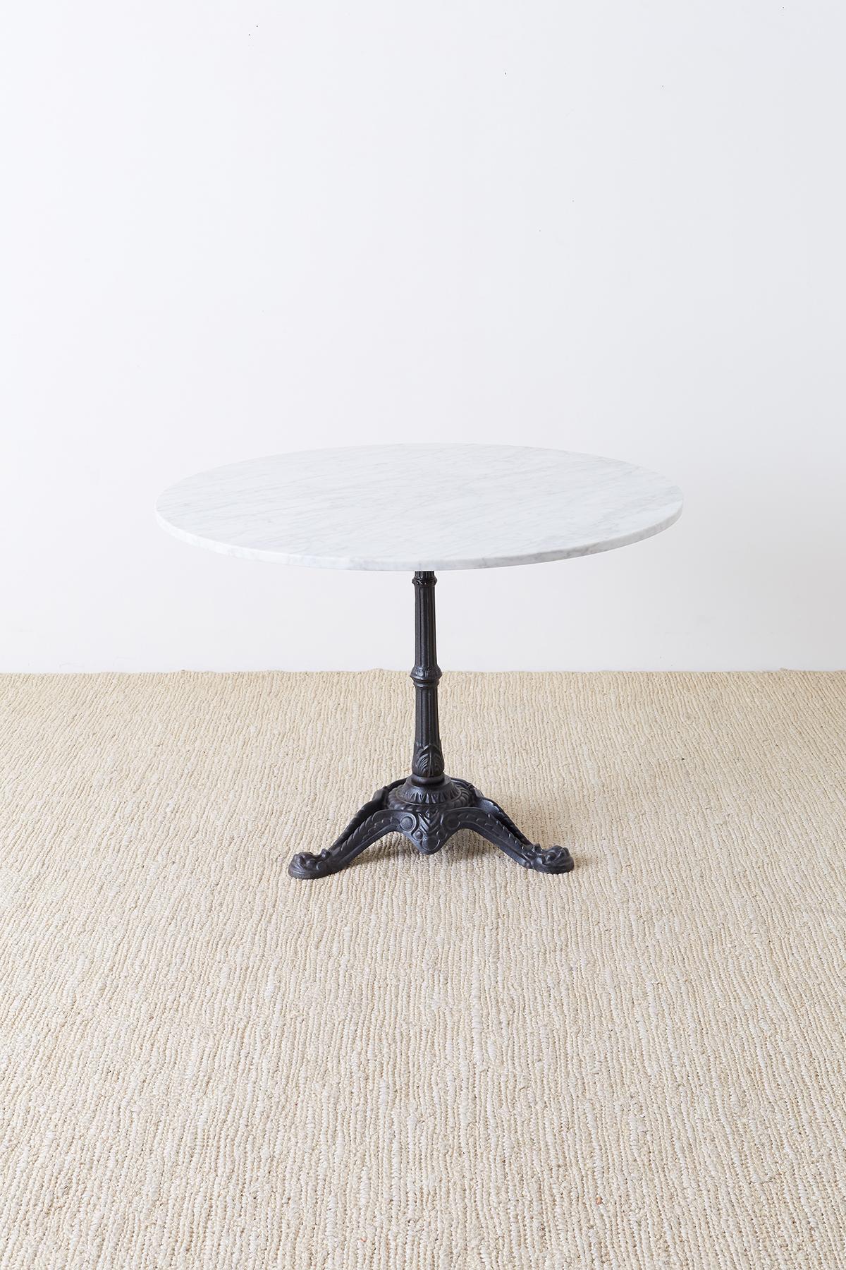 Carrara Marble French Cast Iron Marble Top Bistro Dining Table