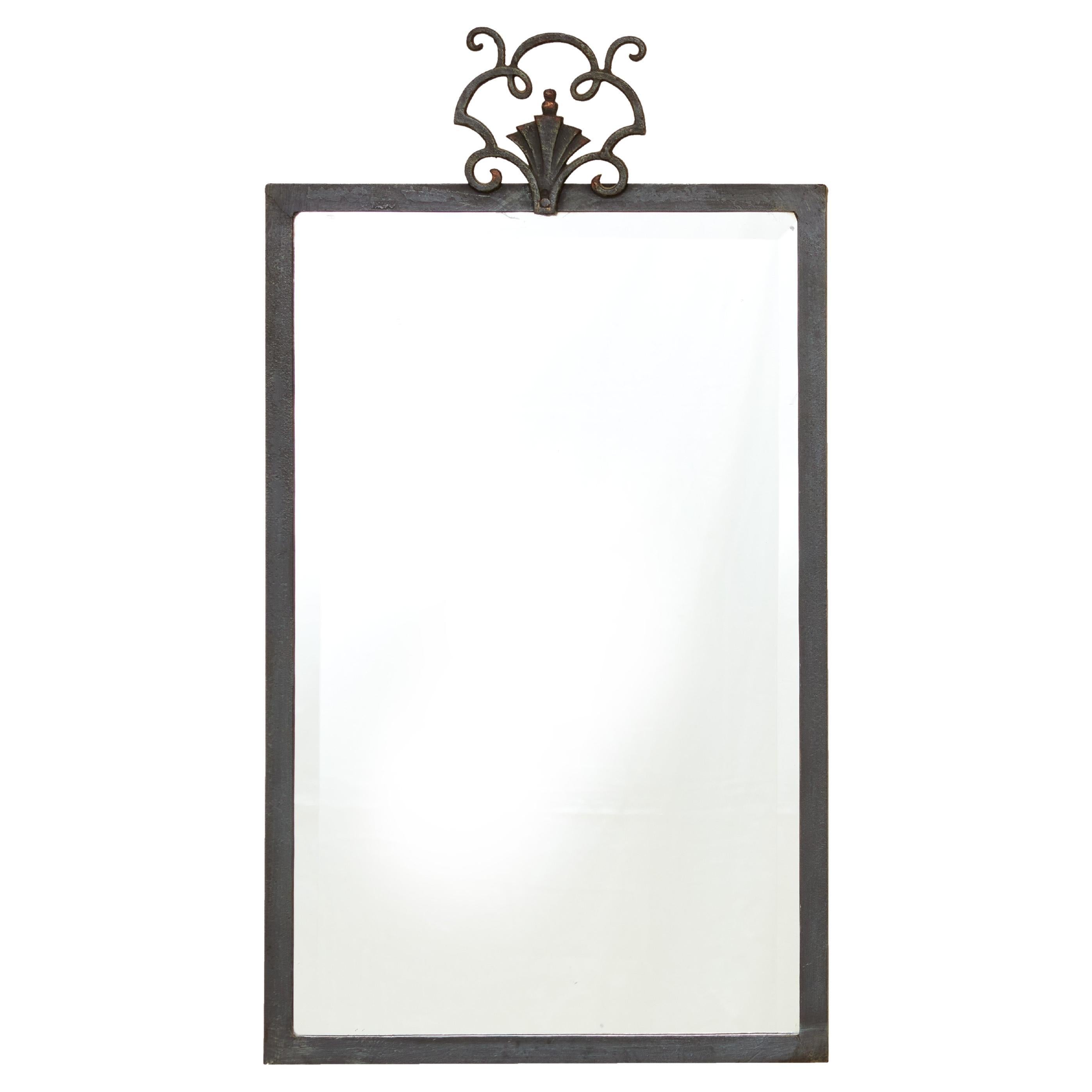 French Art Deco Cast Iron Mirror