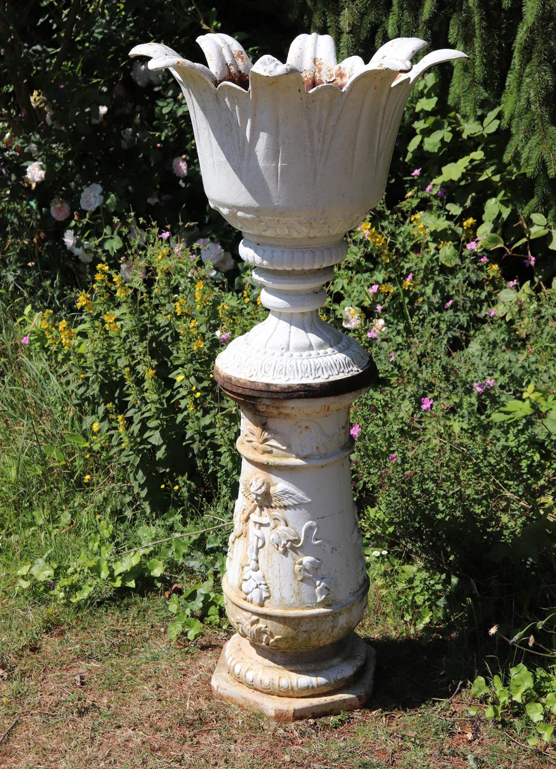 French Art Deco Cast iron Urn on Plinth In Good Condition In Paddock Wood, Kent