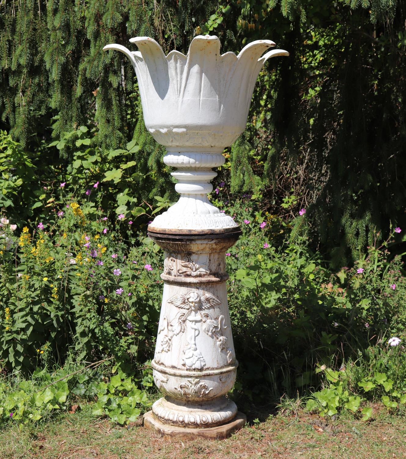 French Art Deco Cast iron Urn on Plinth 2