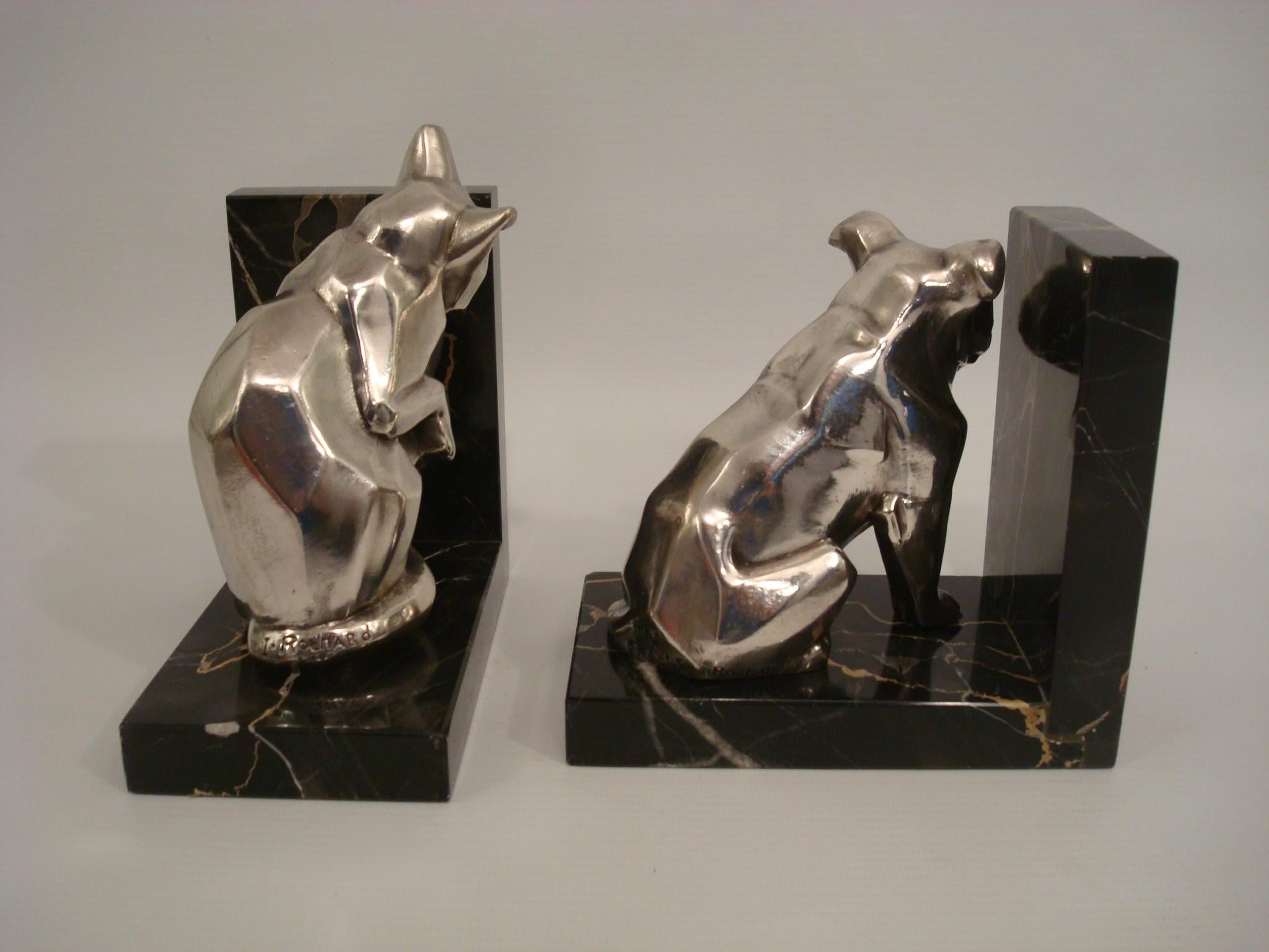 French Art Deco Cat and Bulldog Bookends by Irénée Rochard, 1930 For Sale 3