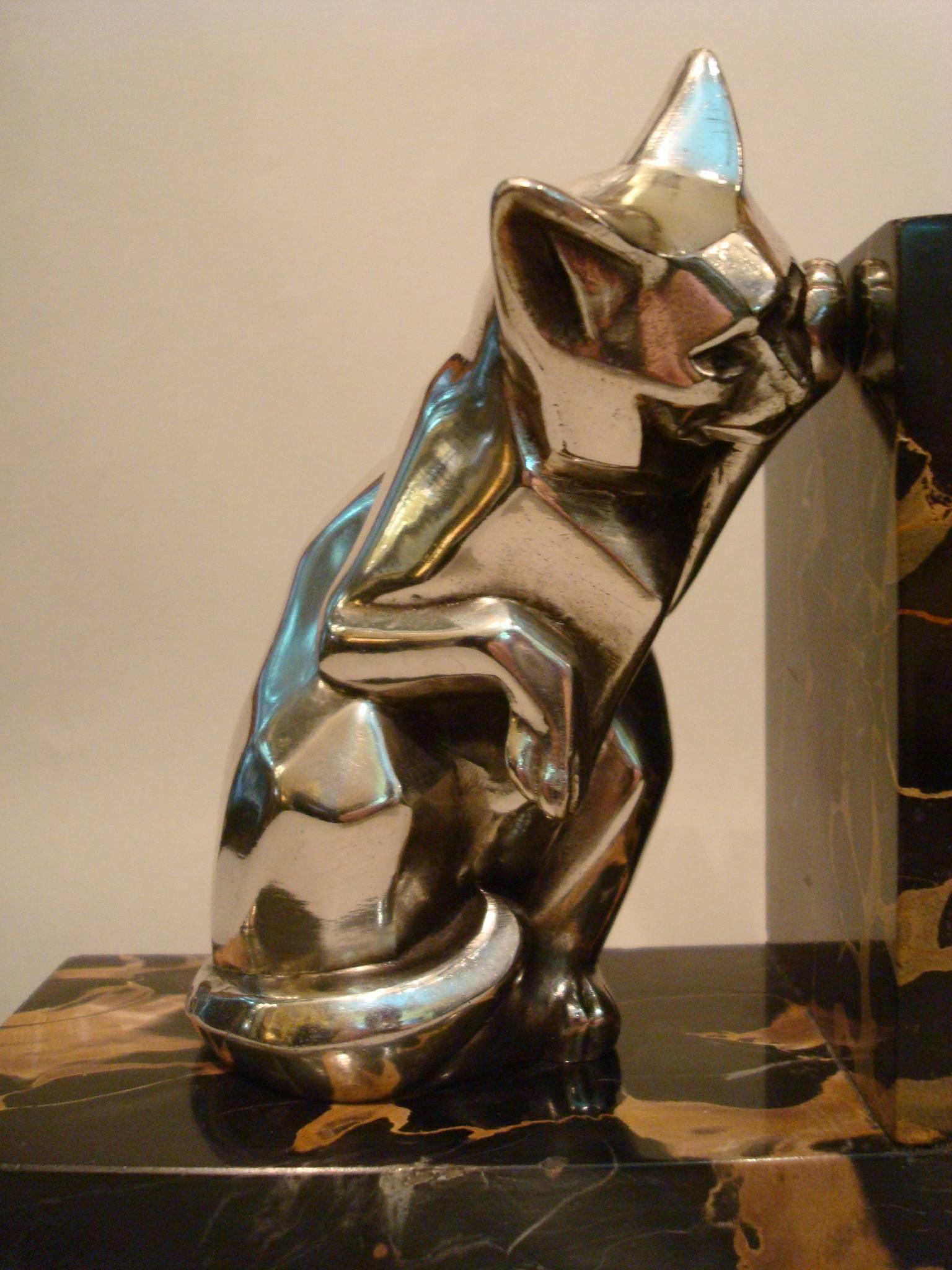 20th Century French Art Deco Cat and Bulldog Bookends by Irénée Rochard, 1930