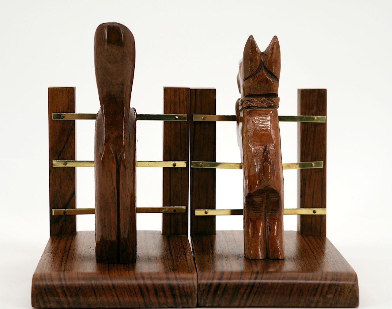 Brass French Art Deco Cat & Dog Bookends, 1920 For Sale