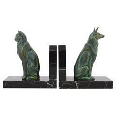 Art Deco Cat & Dog Bookends, 1920