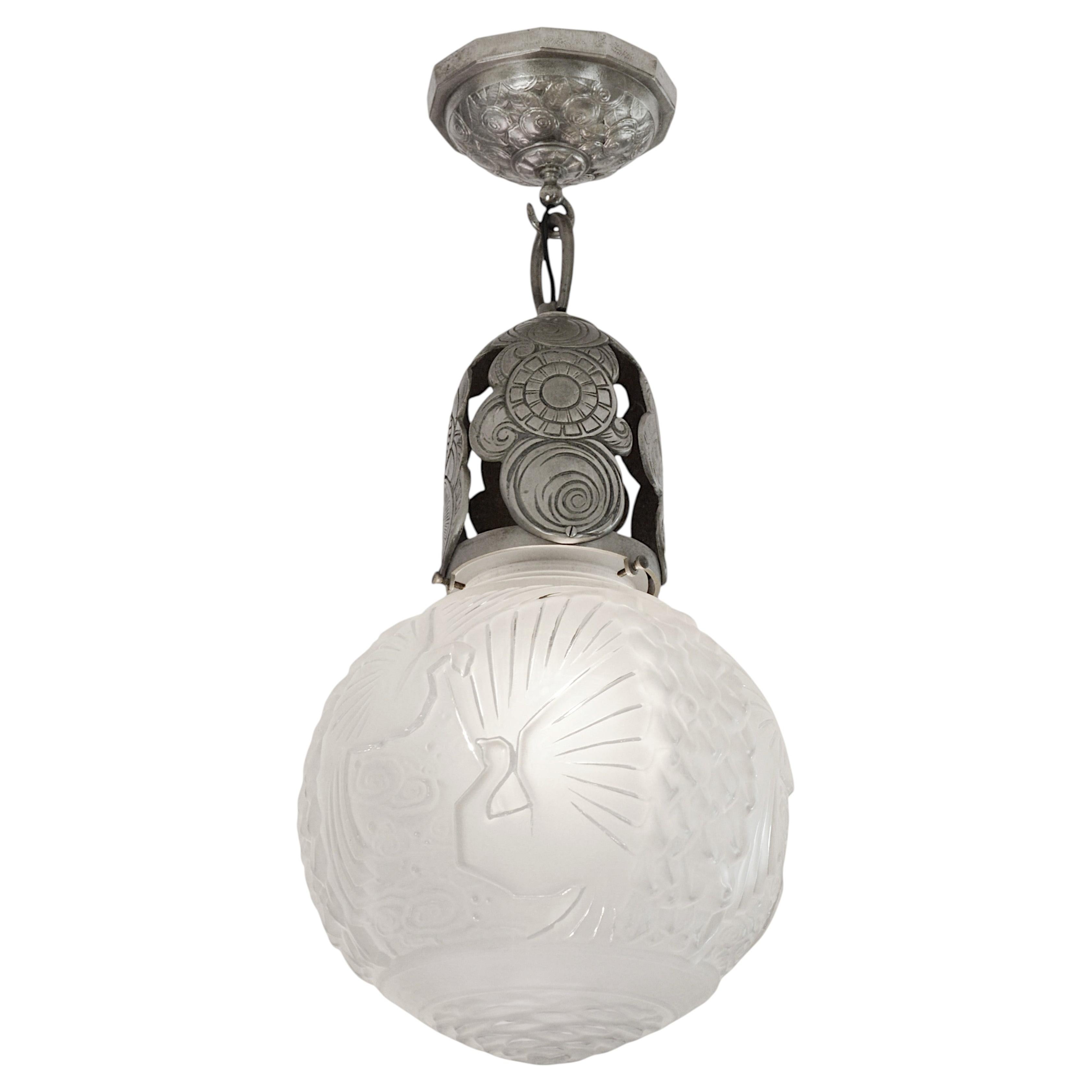 French Art Deco Ceiling Light by Muller Frères Lunéville, Circa 1920