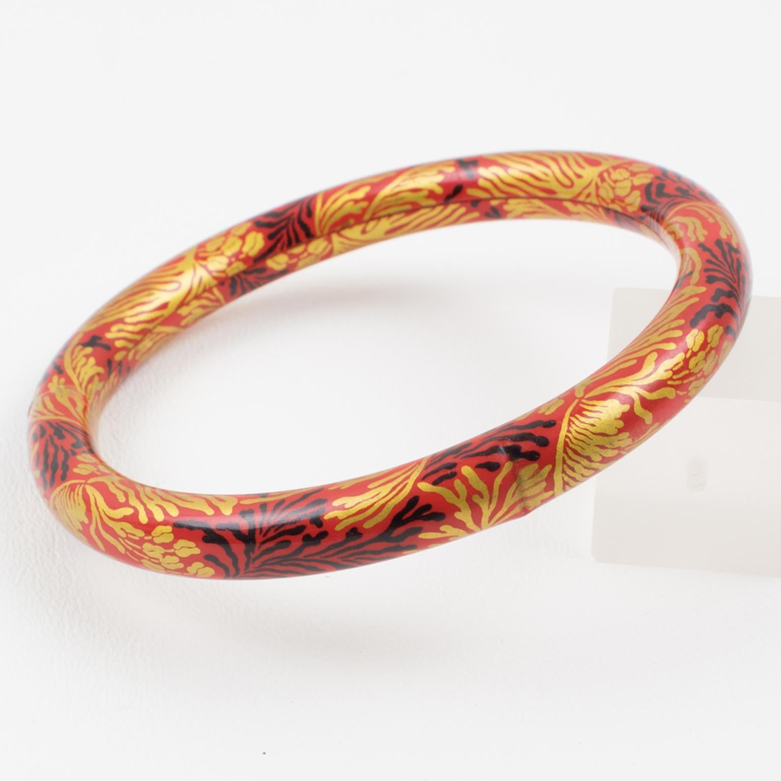 da uomo o donna Bracciale Bangle in celluloide Art Deco francese con design di ispirazione asiatica in vendita