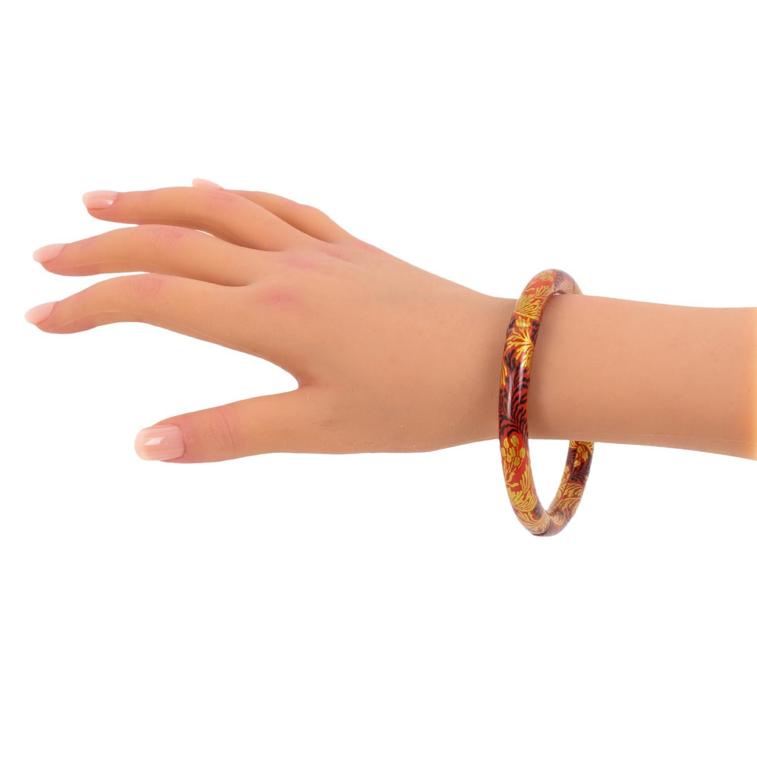 Bracciale Bangle in celluloide Art Deco francese con design di ispirazione asiatica in vendita 3