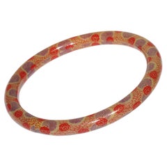 French Art Deco Celluloid Bracelet Bangle with Purple and Red Design