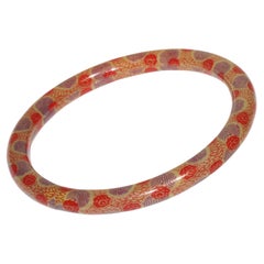 Antique French Art Deco Celluloid Bracelet Bangle with Purple and Red Design