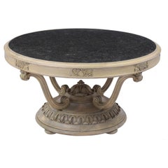 1930s Art Deco Walnut Center Table with Black Marble Top - Restored