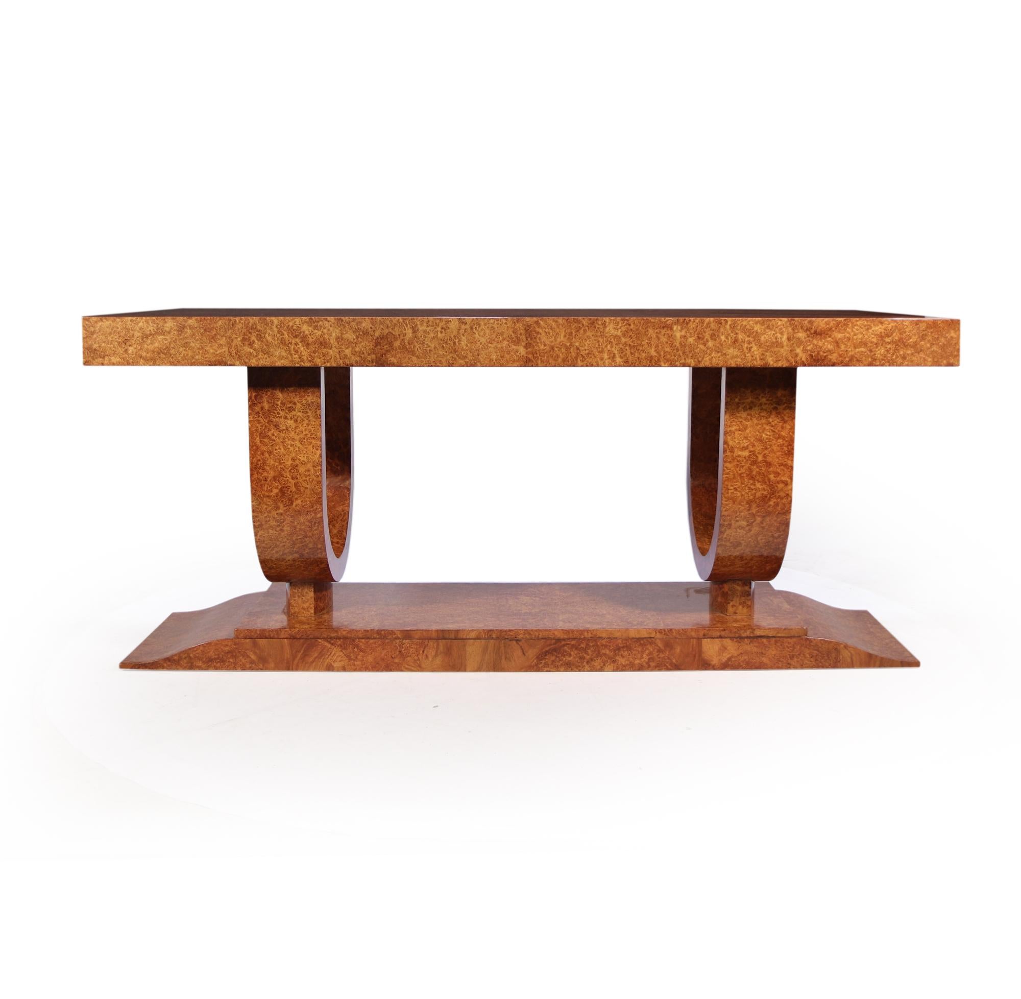 French Art Deco Center Table in Amboyna by Jean Fauré c1925 For Sale 7