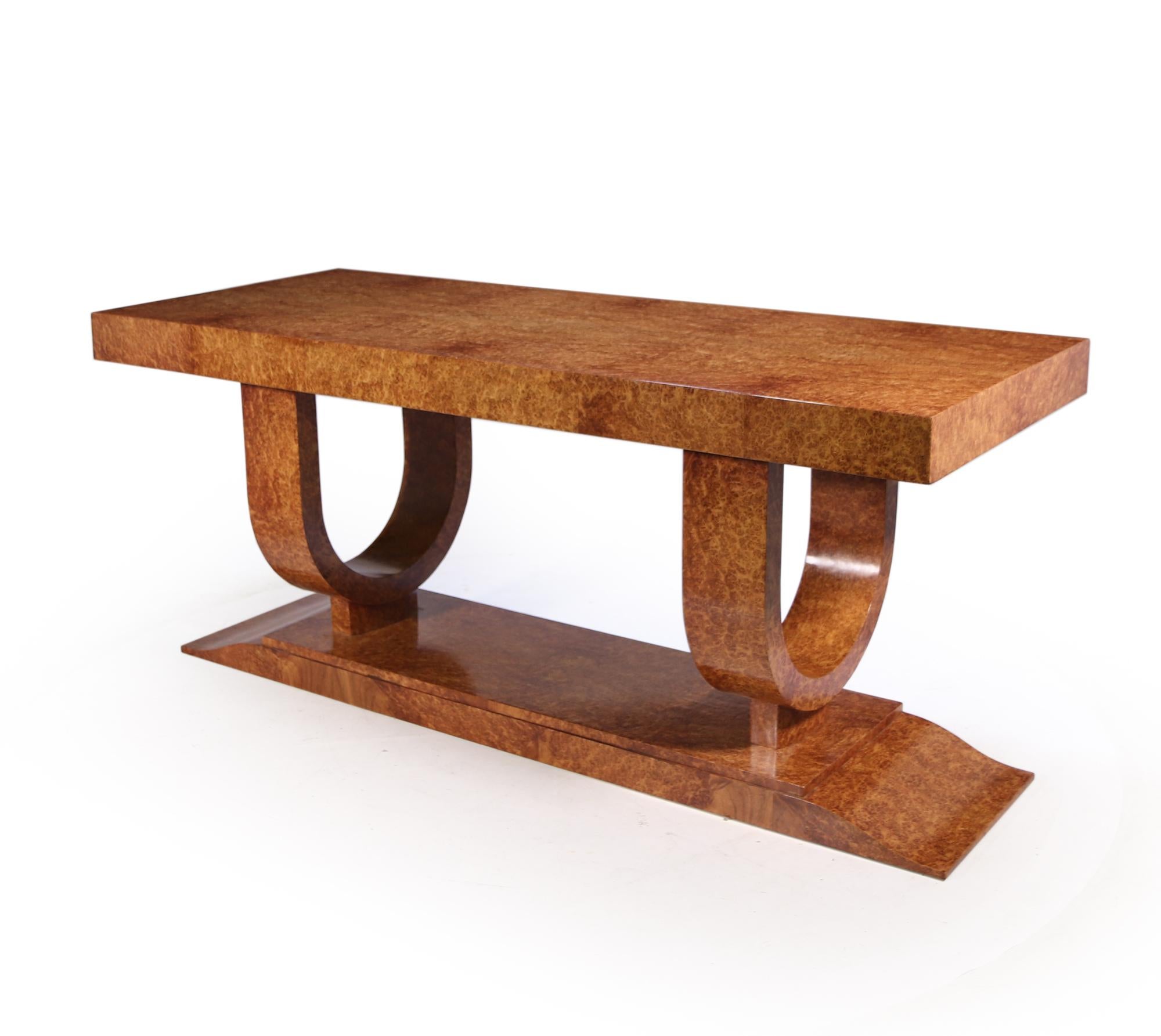 French Art Deco Center Table in Amboyna by Jean Fauré c1925 For Sale 8