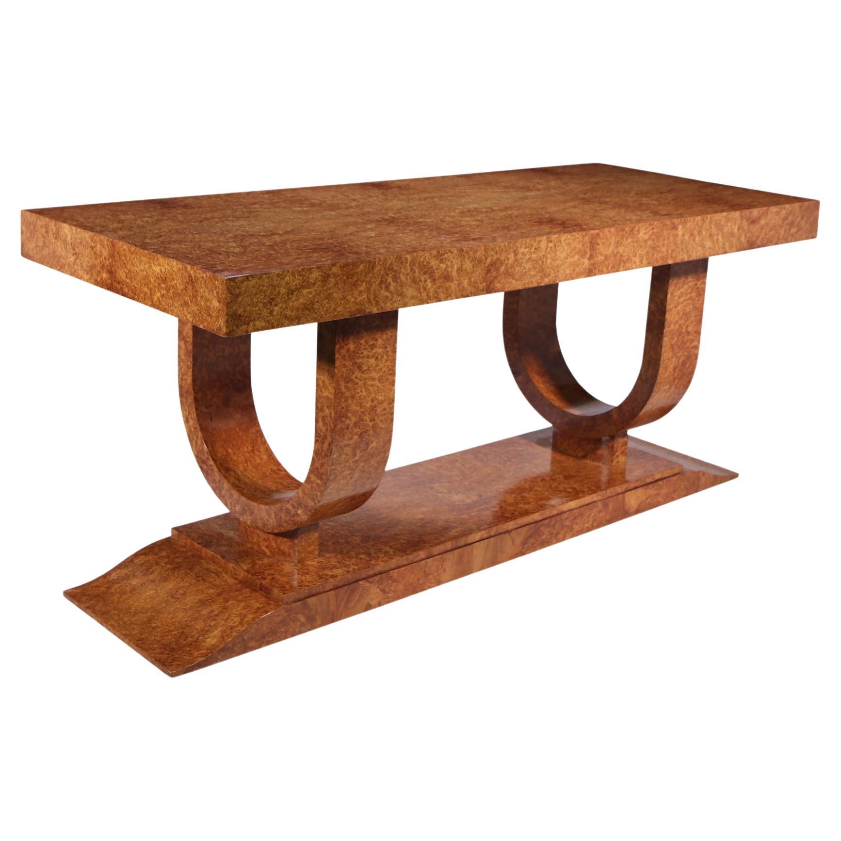 French Art Deco Center Table in Amboyna by Jean Fauré c1925 For Sale