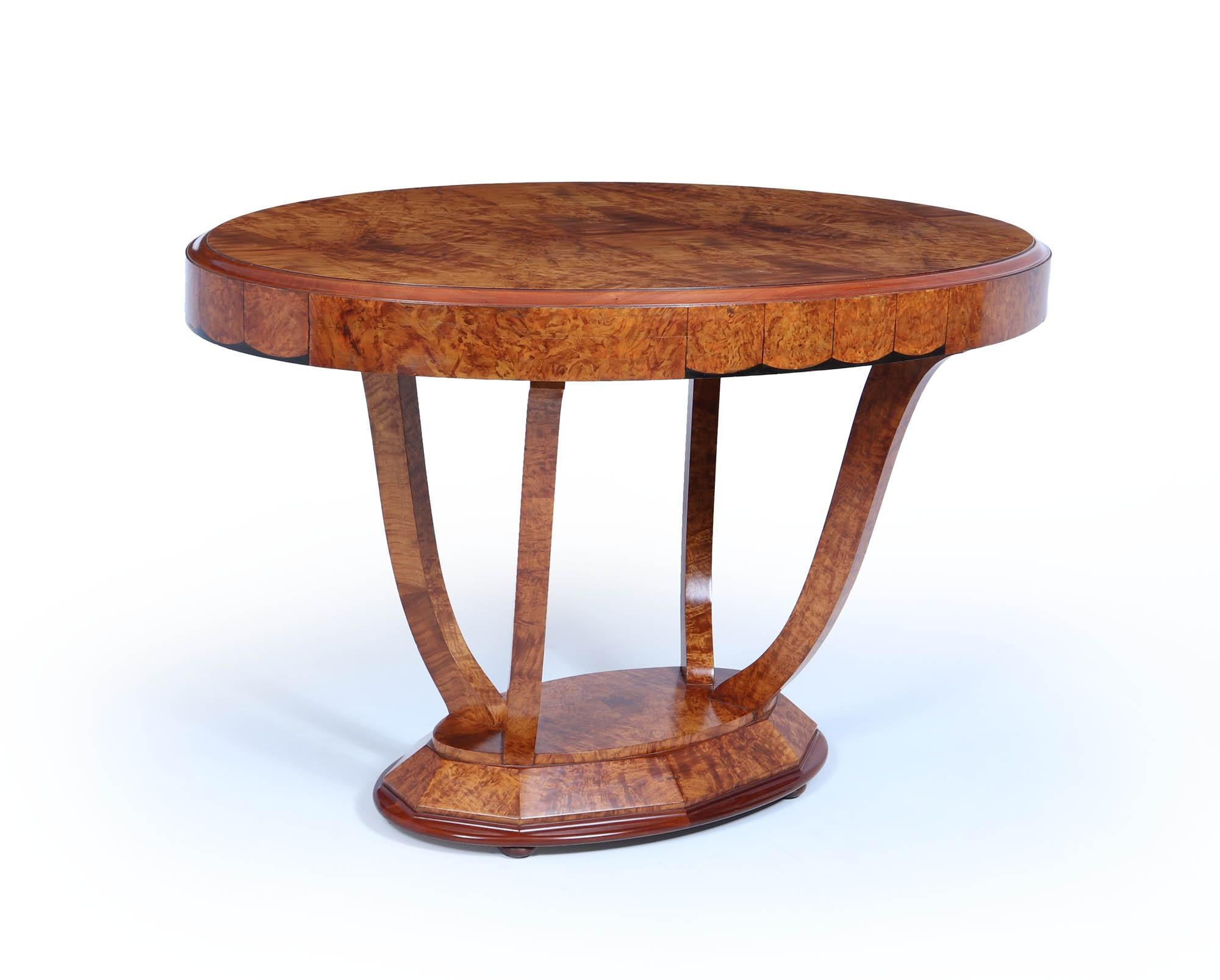 Mesa de centro francesa Art Déco en Amboyna c1925 Art Decó en venta