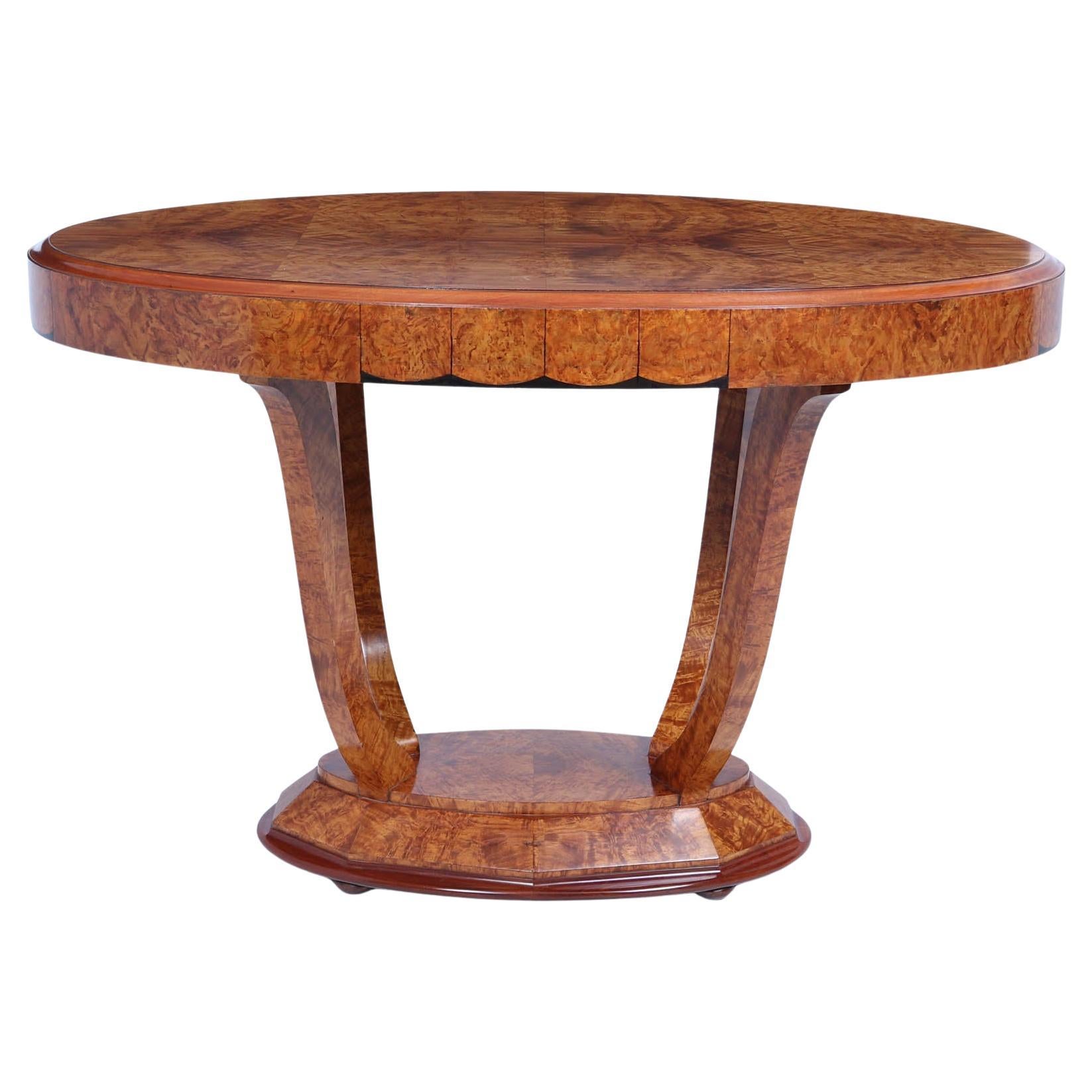 French Art Deco Center Table in Amboyna c1925