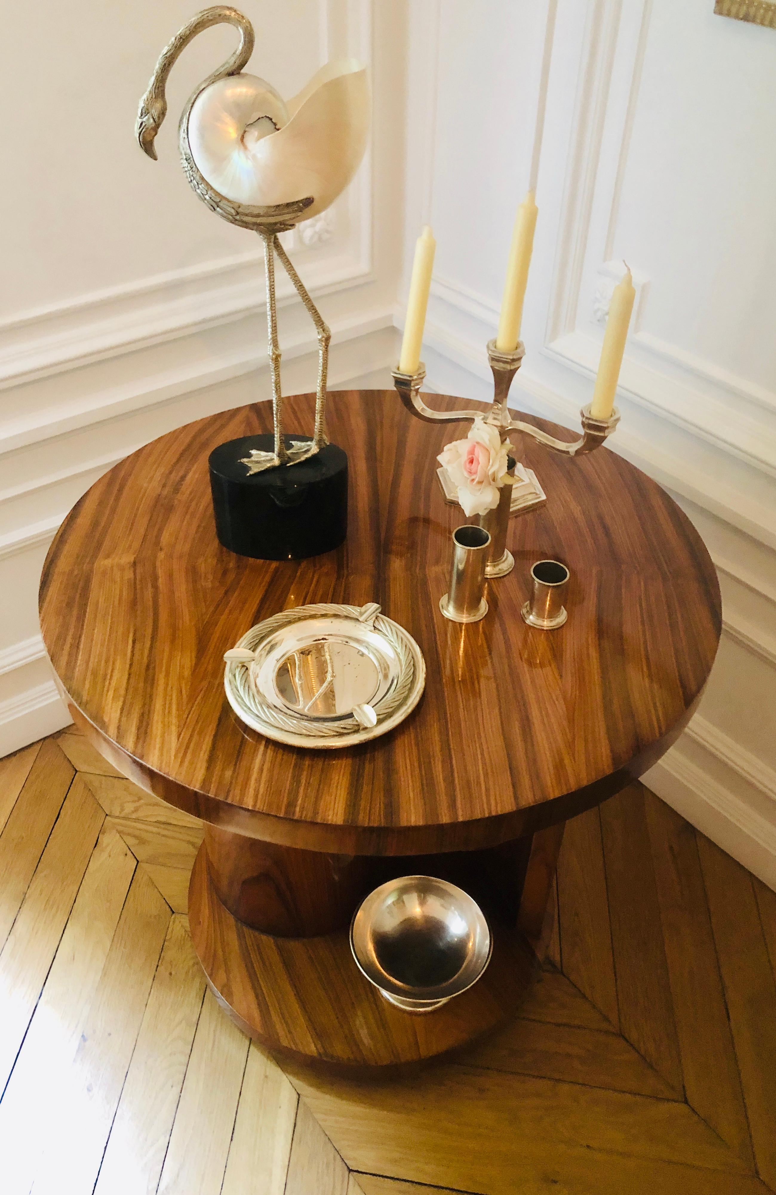 French Art Deco Center Table in Walnut Veneer, 1930 8