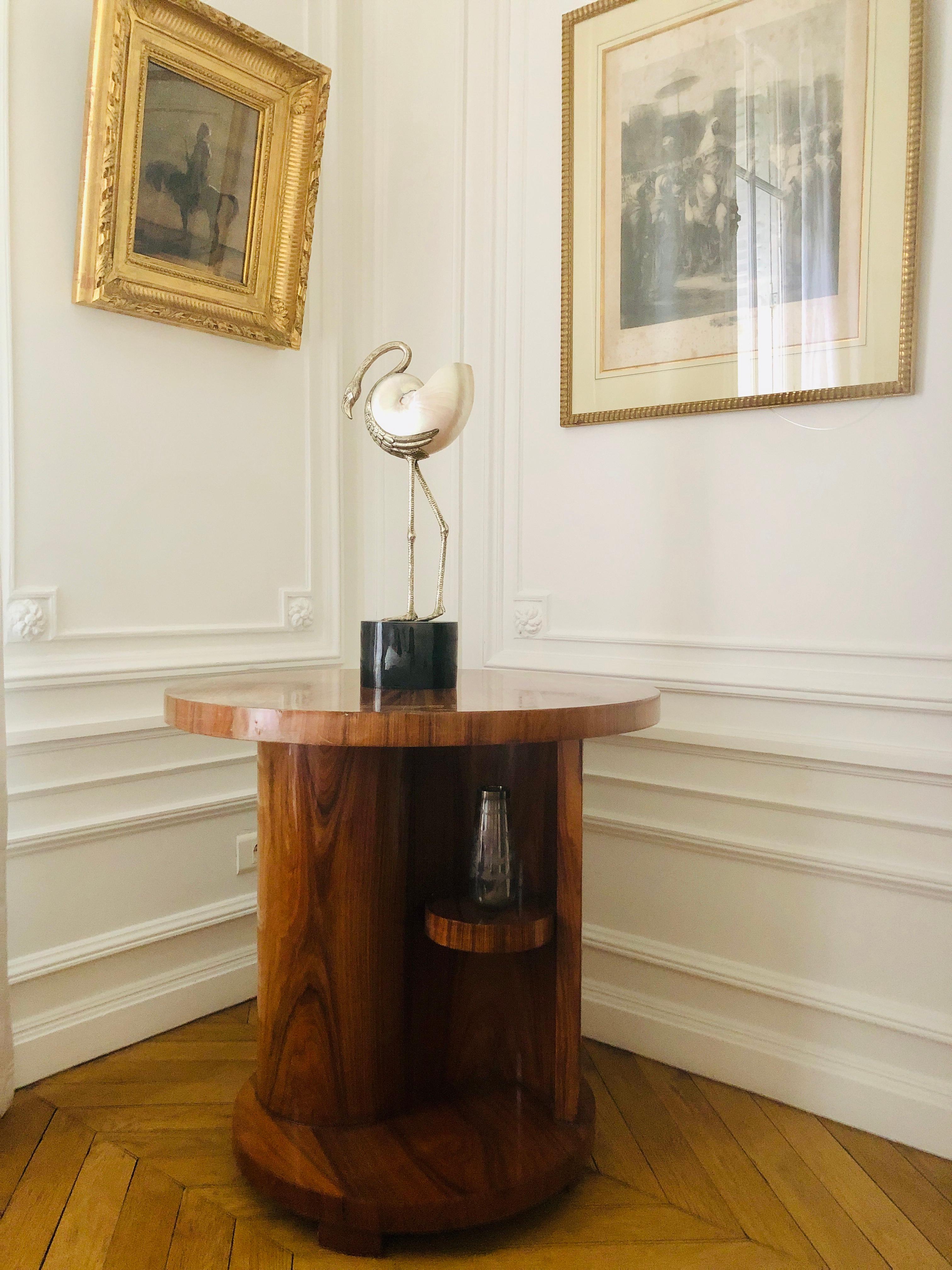 French Art Deco Center Table in Walnut Veneer, 1930 2