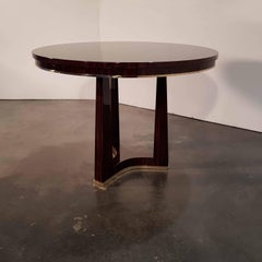 French Art Deco Centre Table with Macassar Ebony Veneer and Bronze Metal Parts