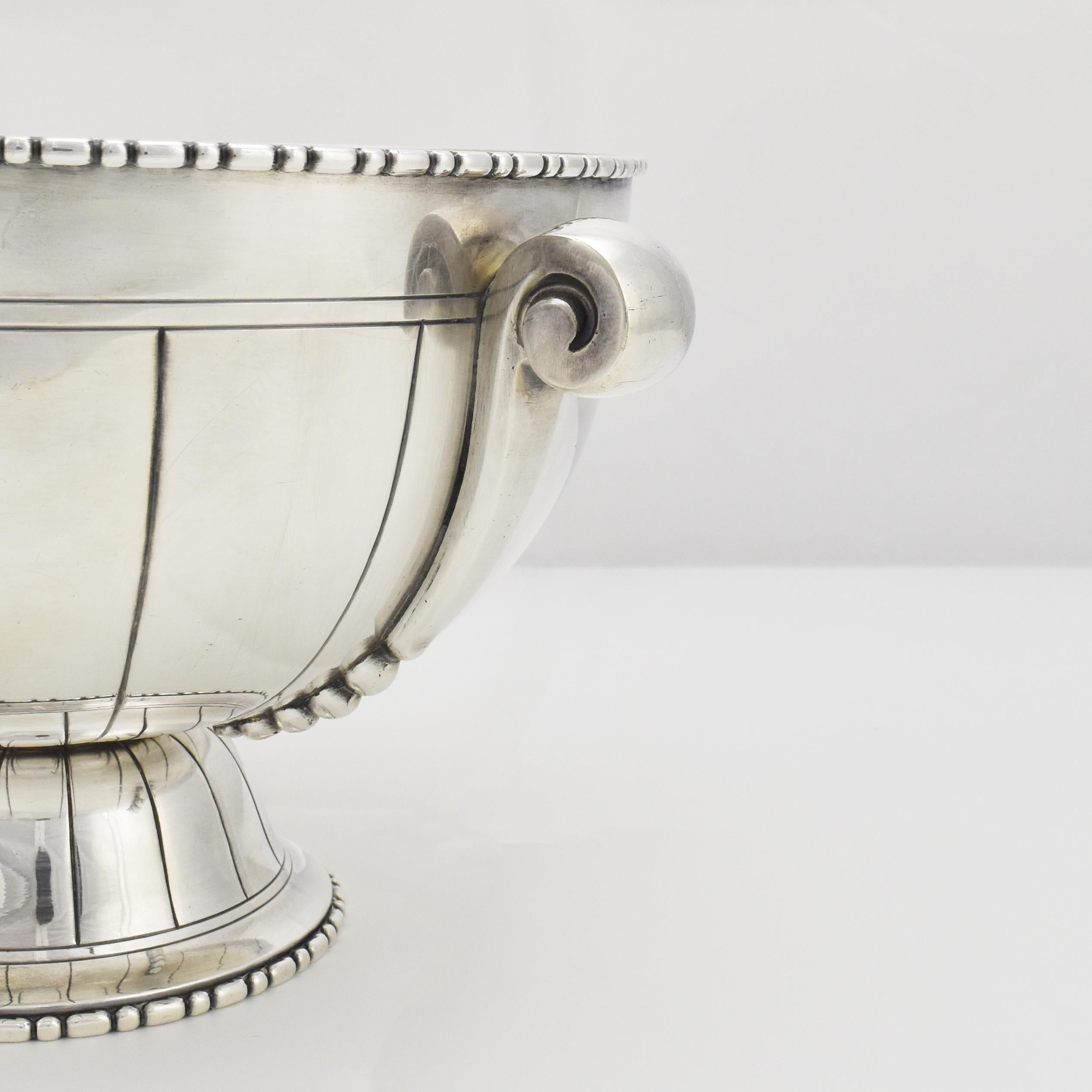 Silvered French Art Deco Centerpiece Silverplate Bowl by Bouillet & Bourdelle 1920s For Sale
