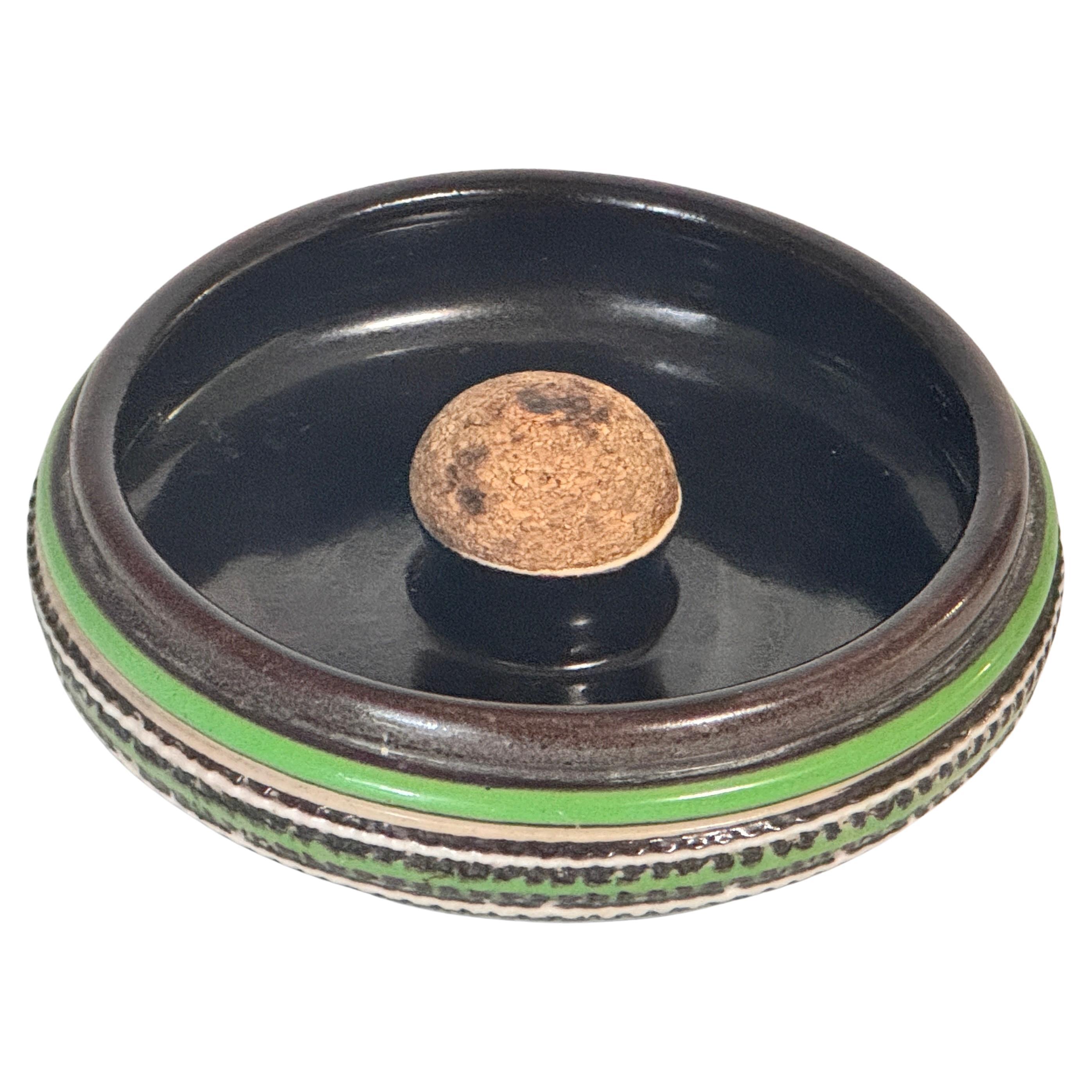 Französischer Art-Déco-Keramik-Aschenbecher - signiert, mit Korkkern - CIRCA 1930