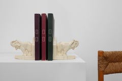 French Art Deco Ceramic Bookends in Elephant Motif, 1930s