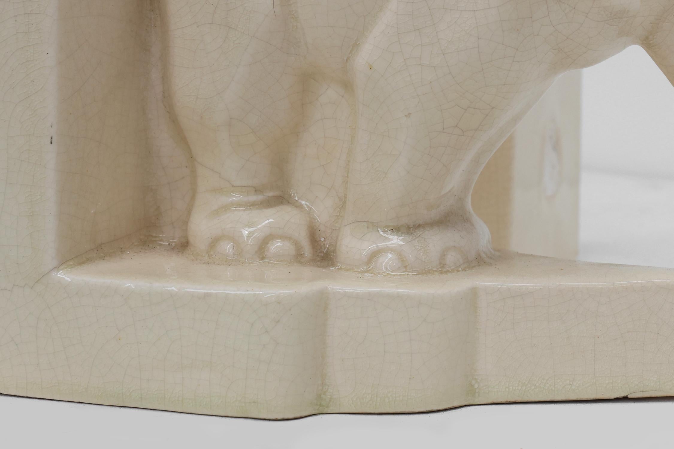 Serre-livres en céramique Art déco français à motif d'éléphant, années 1930 en vente 2